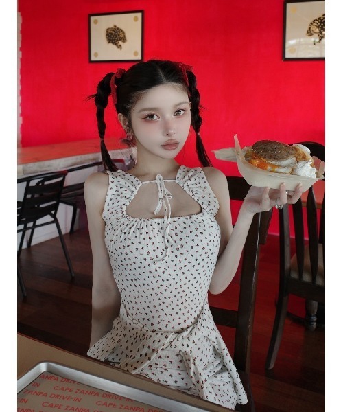 Darich ワンピース フロントオープンフローラルミニワンピース