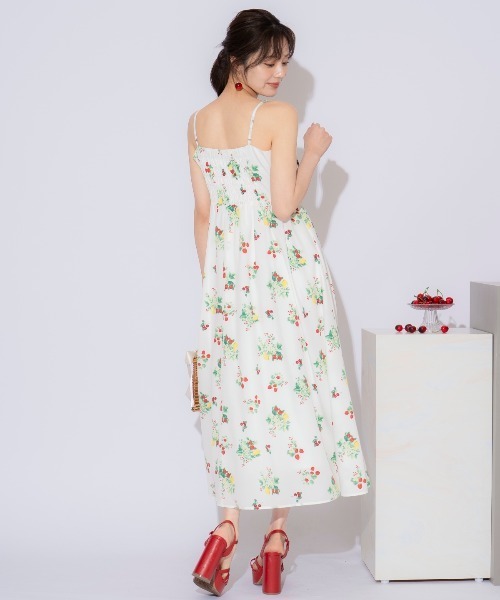 フルーツプリントキャミワンピース　ホワイト　0 WILLSELECTION ワンピース フルーツプリントキャミワンピース
