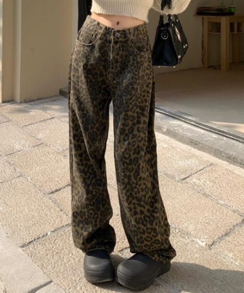 ジーンズ デニム デニムパンツ レオパードデニムパンツ レディース | LACーVERT | 04