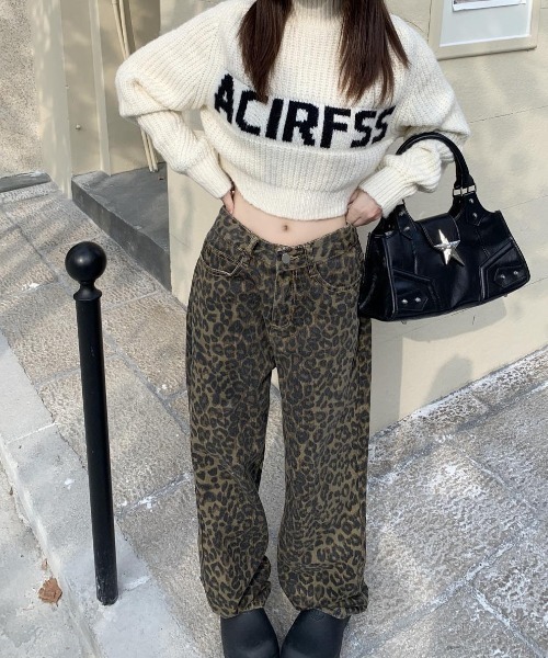 ジーンズ デニム デニムパンツ レオパードデニムパンツ レディース | LACーVERT | 10