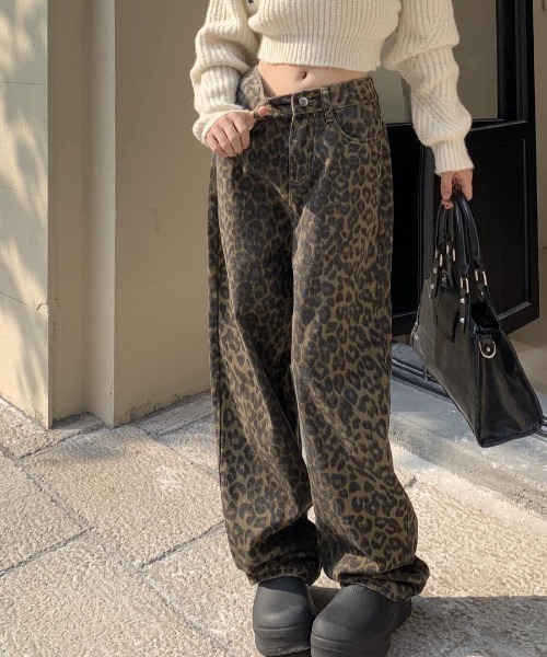 ジーンズ デニム デニムパンツ レオパードデニムパンツ レディース | LACーVERT | 02