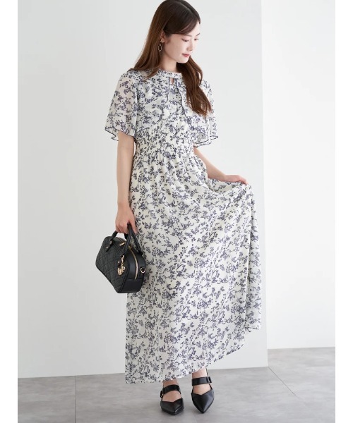 LUDIC PARK（ルディックパーク） ワンピース 花柄シフォンケープ