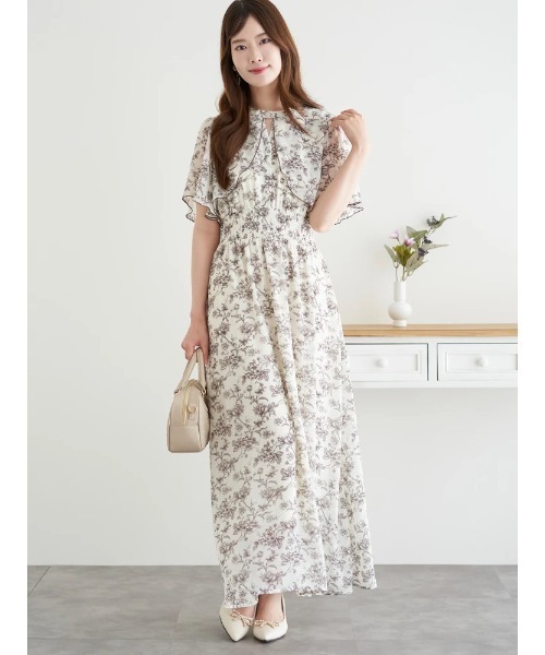 LUDIC PARK（ルディックパーク） ワンピース 花柄シフォンケープ