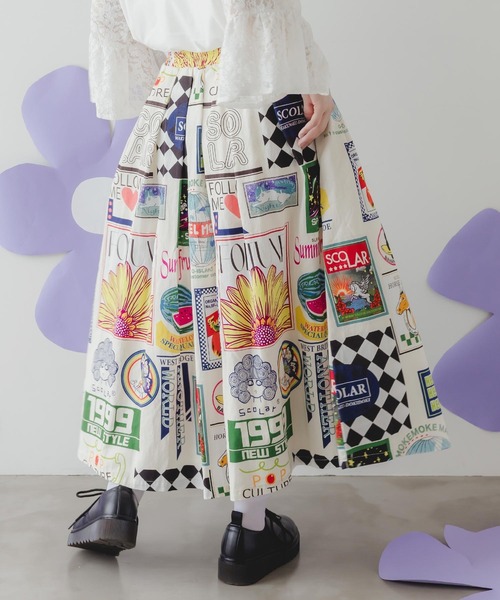 Oscar de la Renta vintage 水玉柄 麻スカート 7A3 SET UP対応 透かし編み柄ニットスカート