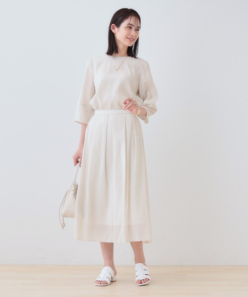 INDIVI【2点セット/洗える】ニット＆ストライプフレアスカートセットアップ INDIVI（インディヴィ）の「◇【2点セット／洗える】フォルムニット