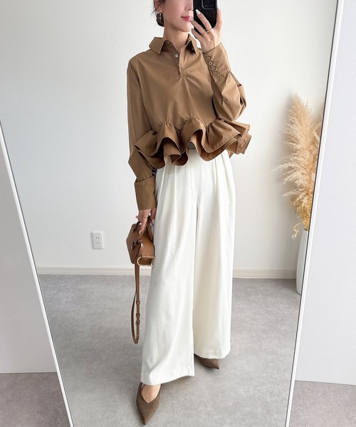 ✨未使用タグ付✨23年 CLOTH&CROSS ダンプフリルブラウス &. NOSTALGIA（ノスタルジア） ブラウス シャツ 「ZOZO限定」フリル