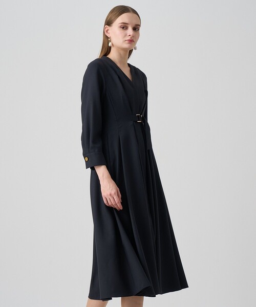 アナイ　ANAYI レーヨンウールジョーゼットワンピース ロング ANAYI（アナイ）の「レーヨンウールジョーゼットフレア