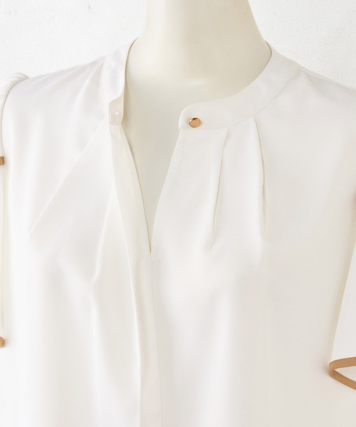 「alotta」 半袖ブラウス L ホワイト×ネイビー レディース_画像9