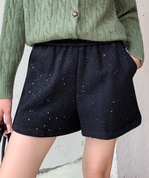 パンツ ラメグリッターショートパンツ/キラキラショーツ レディース