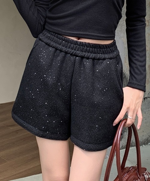 パンツ ラメグリッターショートパンツ/キラキラショーツ レディース