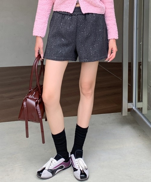 パンツ ラメグリッターショートパンツ/キラキラショーツ レディース