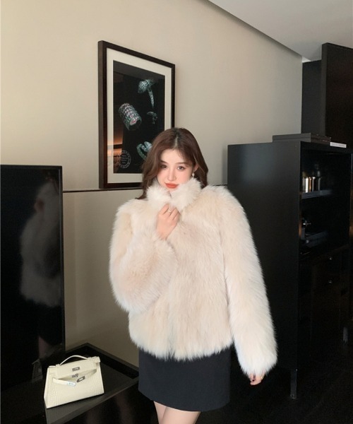 shameless ブルゾン アウター もこもこエコファーブルゾン レディース