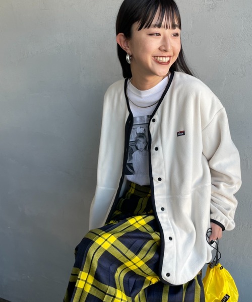 プリーツプリーズ　ノーカラー　柄ジャケット　カーディガン　ホワイト×グレー　美品 極美品】プリーツプリーズ イッセイミヤケ カーディガン ライトグレー 3