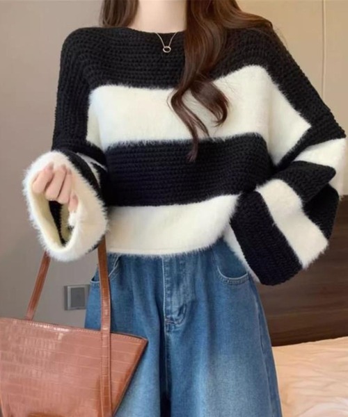 SPIGA（スピーガ） ニット セーター オーバーサイズモヘアボーダー