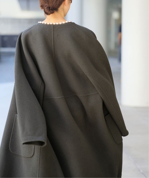 IÉNA イエナ　グレー グレージュ ウールコート　ロングコート　 コート 日本製✨IENA イエナ ウールコート ノーカラーコート グレージュ 金具