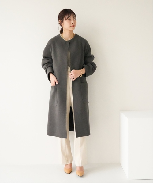 にこ！IENA ノーカラーコート ダークグレー IENA（イエナ） ノーカラーコート 38 グレー レディース : ZOZOTOWN