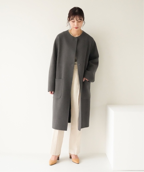 IENA（イエナ） ノーカラーコート 38 グレー レディース : ZOZOTOWN
