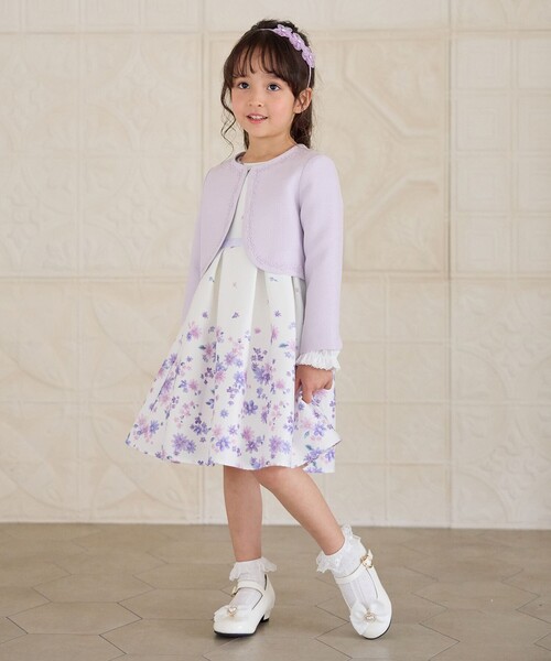 美品　お子様のお迎えにも！EPOCA  セットアップ　ノーカラージャケット ANY（エニィ） ノーカラージャケット アウター 裾スカラップノーカラー