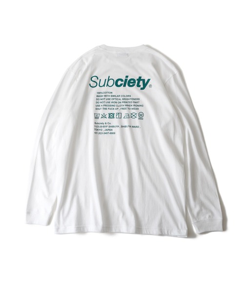 「Subciety」 長袖Tシャツ X-LARGE ホワイト×グリーン メンズ_画像6