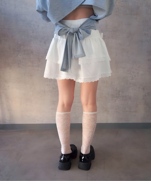 Mejoul スカート 「2026春夏新作」「インパン付き」リボン付フリル