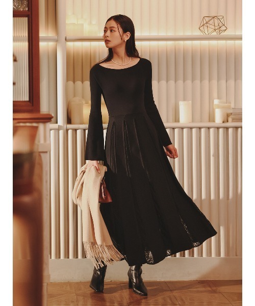 anuans（アニュアンス） ワンピース モヘアプリーツニットワンピース