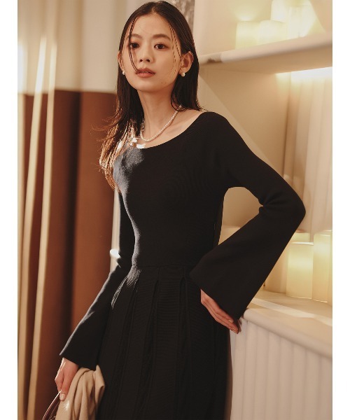 anuans（アニュアンス） ワンピース モヘアプリーツニットワンピース