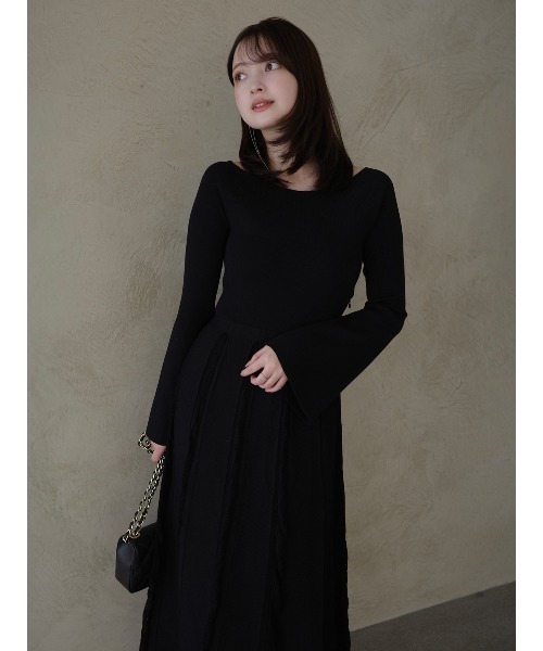 anuans（アニュアンス） ワンピース モヘアプリーツニットワンピース