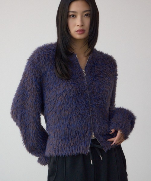MOUSSYマウジーSHAGGYKNITCARDIGAN シャギーニットカーディ AZUL BY MOUSSY | シャギー起毛ニットカーディガン (カーディガン