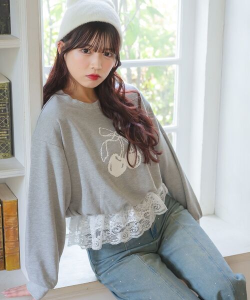 「ems excite」 スウェットカットソー FREE ダークグレー レディース_画像2