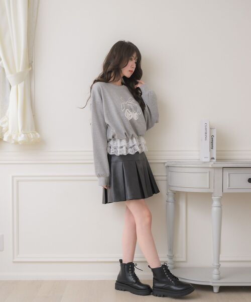 「ems excite」 スウェットカットソー FREE ダークグレー レディース_画像4