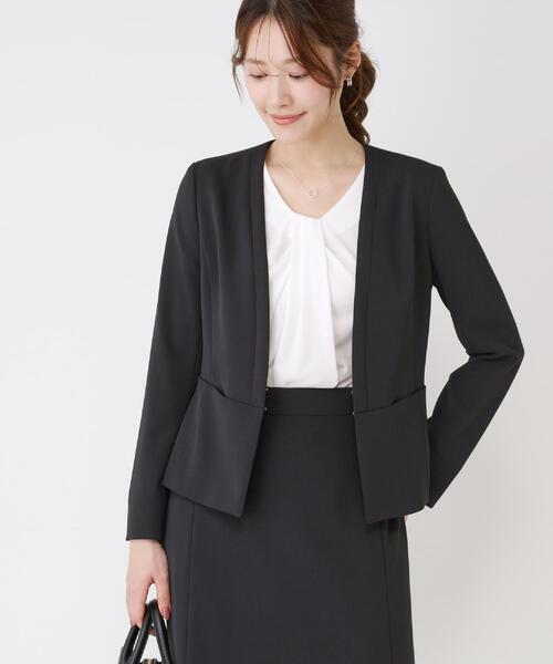 クードシャンス スカートスーツ ノーカラー オフィス ビジネス