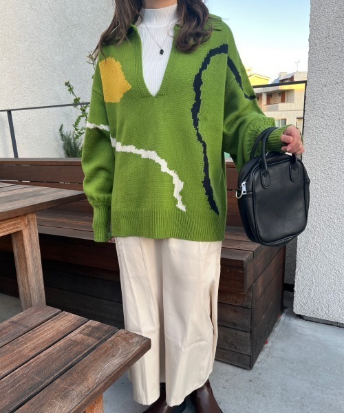 「nemne store」 長袖ニット MEDIUM グリーン レディース_画像6