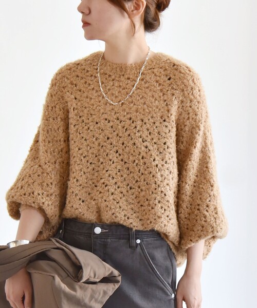 「quaranciel」 長袖ニット ONE SIZE キャメル レディース_画像9