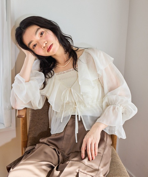 jusglitty 五分袖ブラウス　新品未使用　オフホワイト　マイストラーダ mysty woman（ミスティウーマン） ブラウス シャツ 「無地・ドット柄