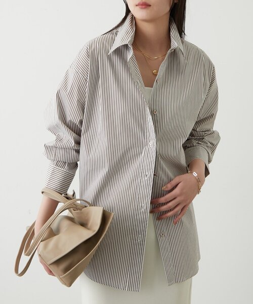 Loungedress Awfully ストライプ　シャツ　ビックシャツ　人気 Loungedress（ラウンジドレス） ブラウス シャツ ストライプBigシャツ