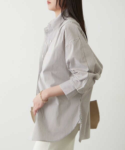 ラウンジドレス ストライプシャツ ブラウス LOUNGEDRESS（ラウンジドレス）の「刺繍ストライプシャツ（シャツ