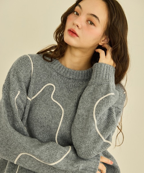 「OLUN」 長袖ニット FREE アイボリー レディース_画像3