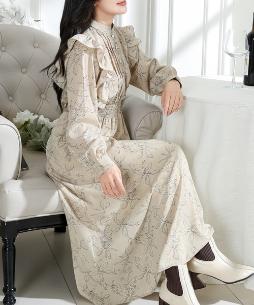 「Lace Ladies」 長袖ワンピース S アイボリー レディース_画像5