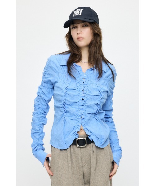 新品★  moussy シャーリング　シャツ moussy｜BUTTON UP SHIRRING シャツ | Rakuten Fashion(楽天