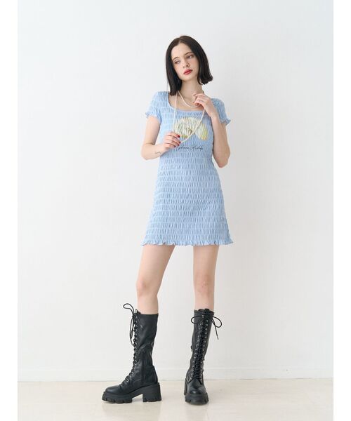 jouetie（ジュエティ） ワンピース 夏 半袖 シャーリングミニ