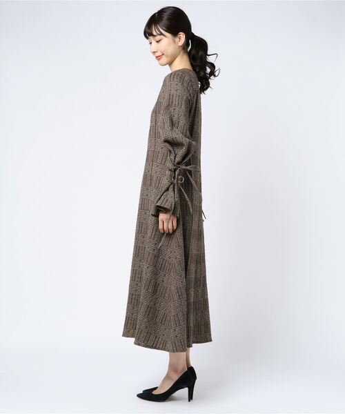 「ELIN」 長袖ワンピース 36 ブラウン レディース_画像6