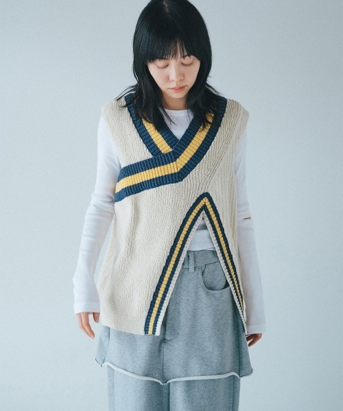 【soduk】26SS新作 crossing knit vest ベスト ジレ 「soduk」26SS新作 crossing knit vest / クロッシング
