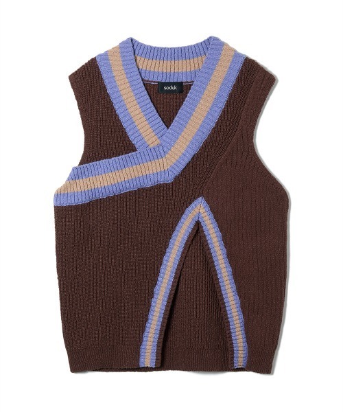 ベスト ジレ 「soduk」26SS新作 crossing knit vest / クロッシング