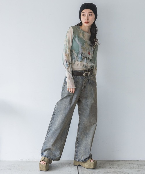 「JEANASIS」 長袖カットソー FREE ベージュ系その他 レディース_画像5