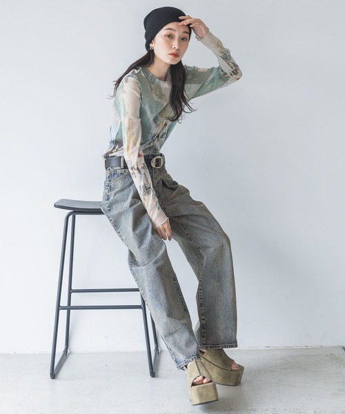 「JEANASIS」 長袖カットソー FREE ベージュ系その他 レディース_画像6