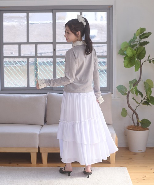 【レディース】Layered Polo Knit【美品】 Ambre Neige（アンブルネージュ） ニット セーター fake layered dot