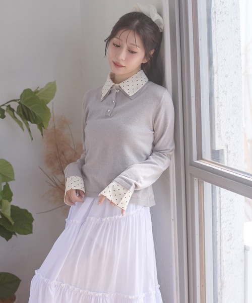 Ambre Neige（アンブルネージュ） ニット セーター fake layered dot