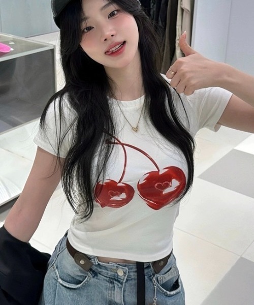 ViViDAY tシャツ チェリー柄半袖tシャツ レディース : ZOZOTOWN Yahoo