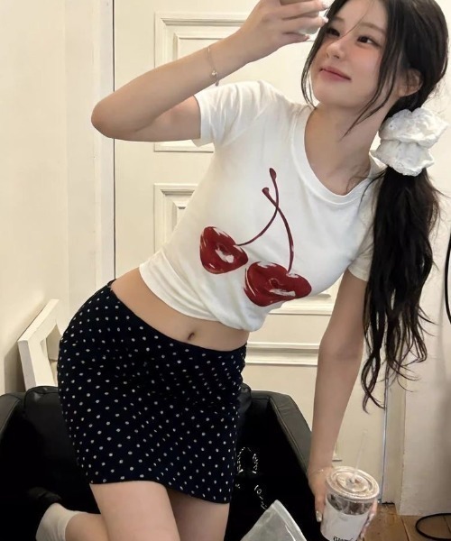 ViViDAY tシャツ チェリー柄半袖tシャツ レディース : ZOZOTOWN Yahoo