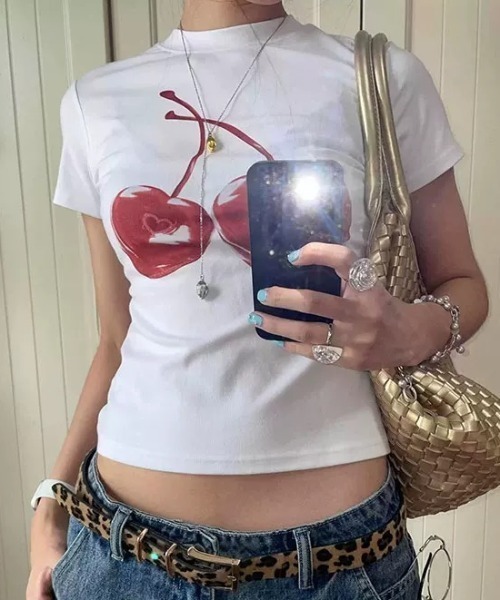 ViViDAY tシャツ チェリー柄半袖tシャツ レディース : ZOZOTOWN Yahoo
